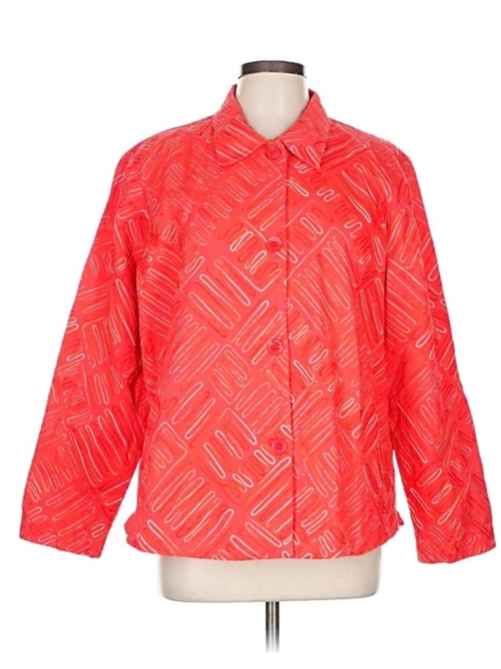Coldwater Creek Coral/Red Patterned Women's Blazer Jacket